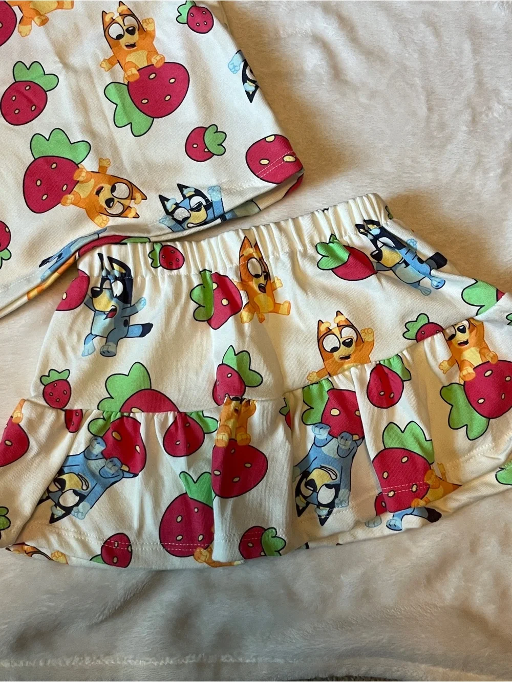 Kids Bluey Matching Skort Set - White